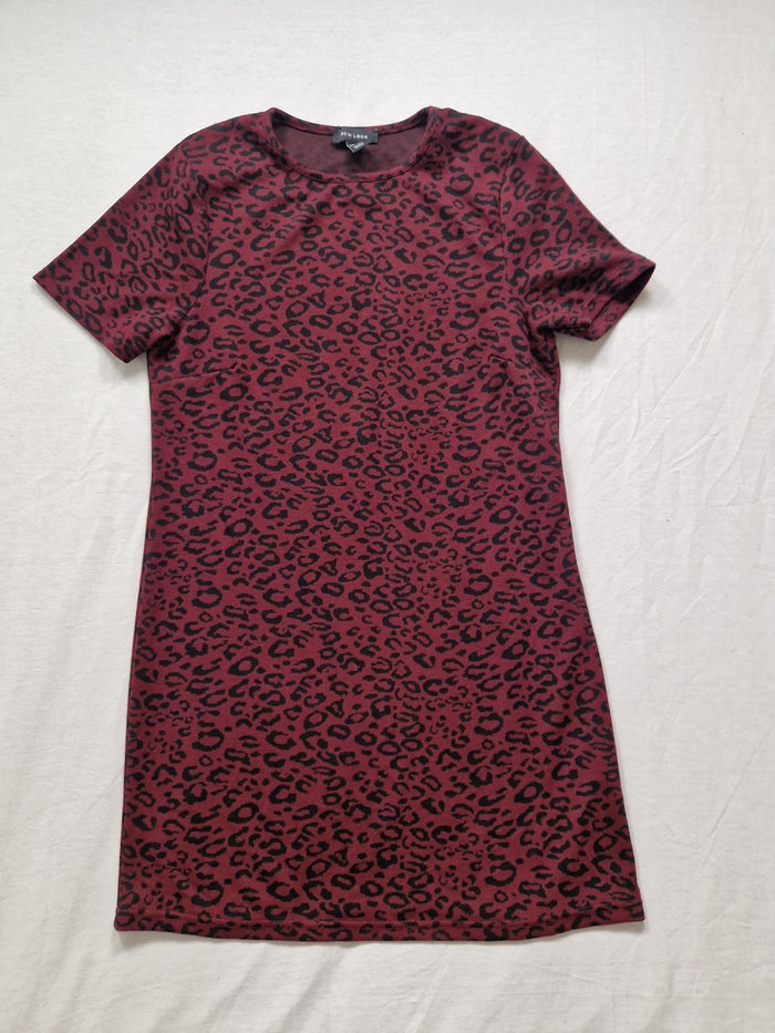 Nine West Womens A Line Dress Red Leopard Print Polyester UK M