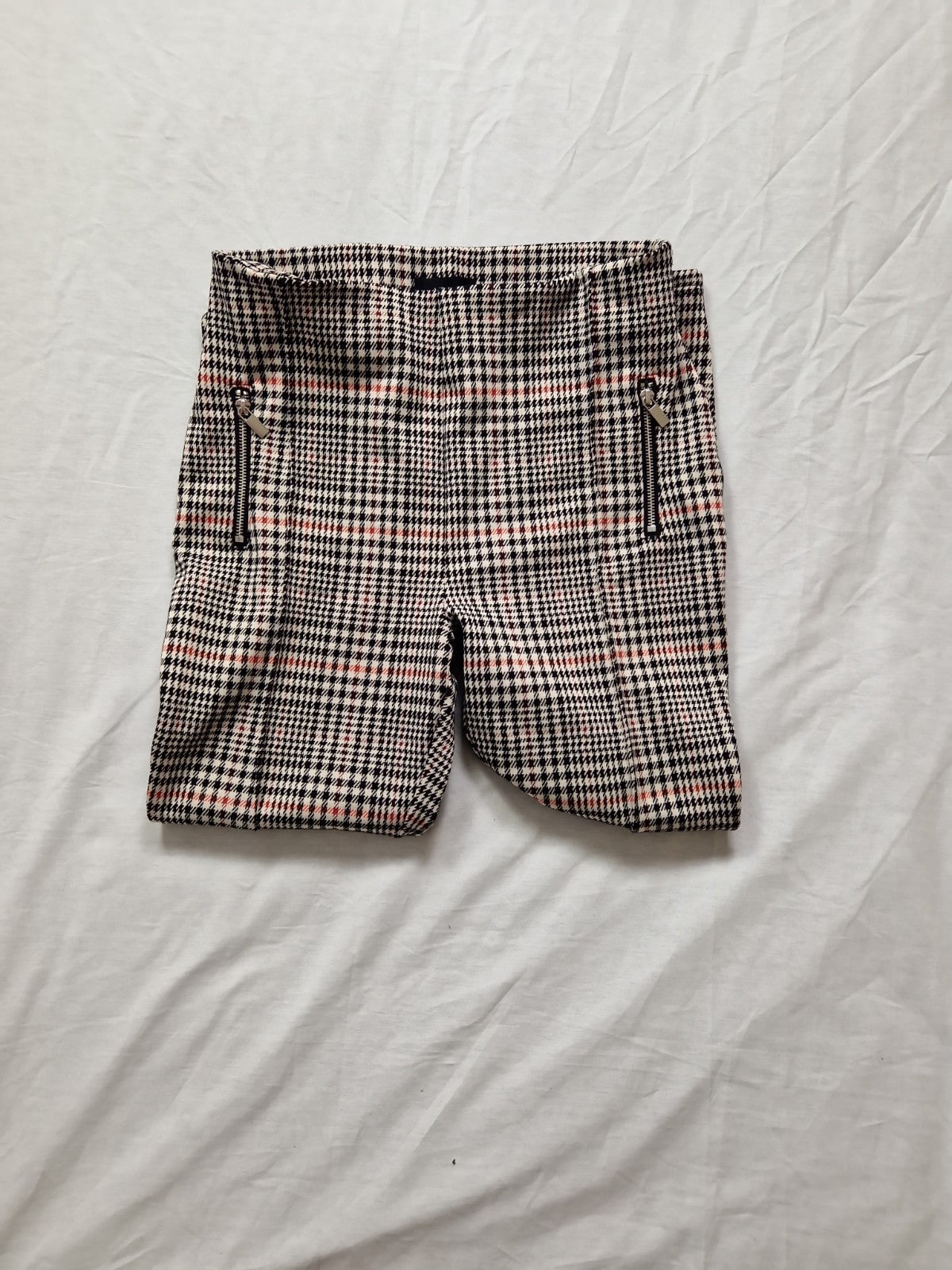 Next Womens Trousers Checked High Rise Stretch Polyester UK 12R W30 L26