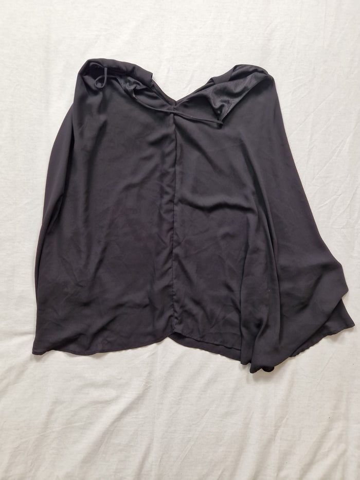 Shein Womens Black Sleeveless Blouse Off Shoulder UK S Chiffon Polyester