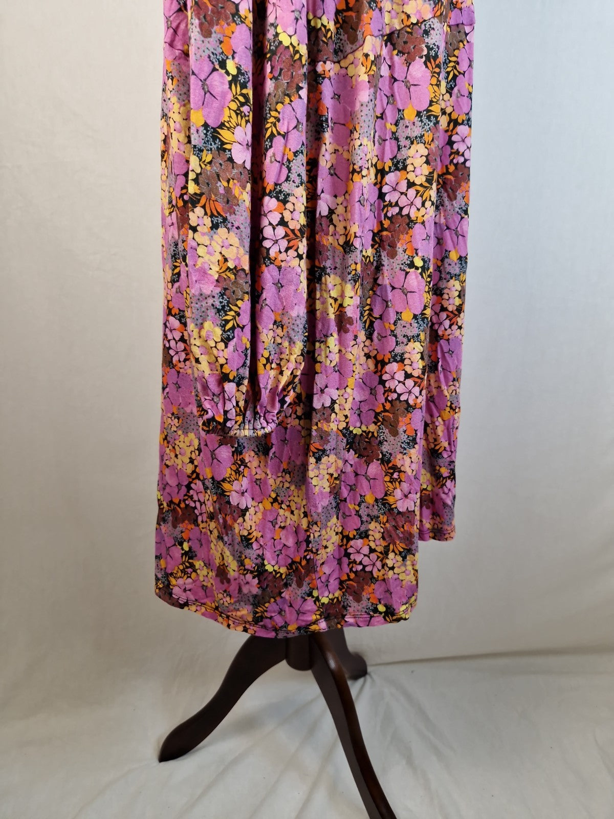 ASOS Curve Pink Floral Jersey Fit and Flare Dress UK 30 Viscose Elastane