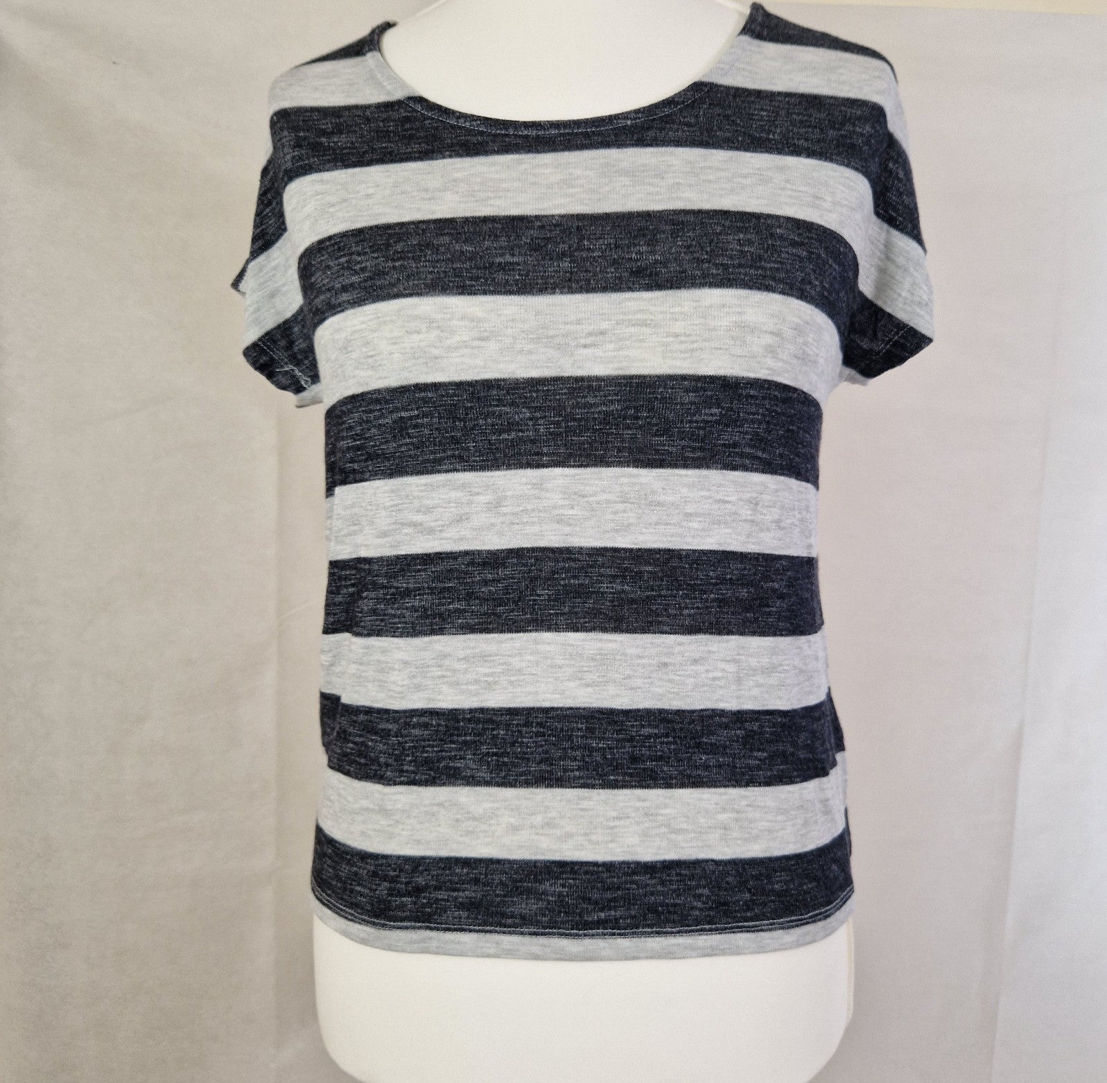 VERO MODA Womens Top Sleeveless Knit Black Grey Striped Pullover Casual UK S