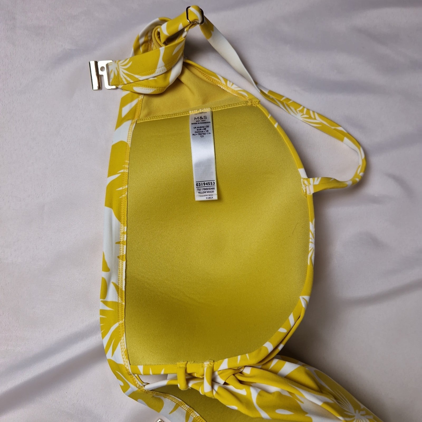 Marks &Spencer Womens Bra yellow UK 20 100% polyester T Shirt Bra