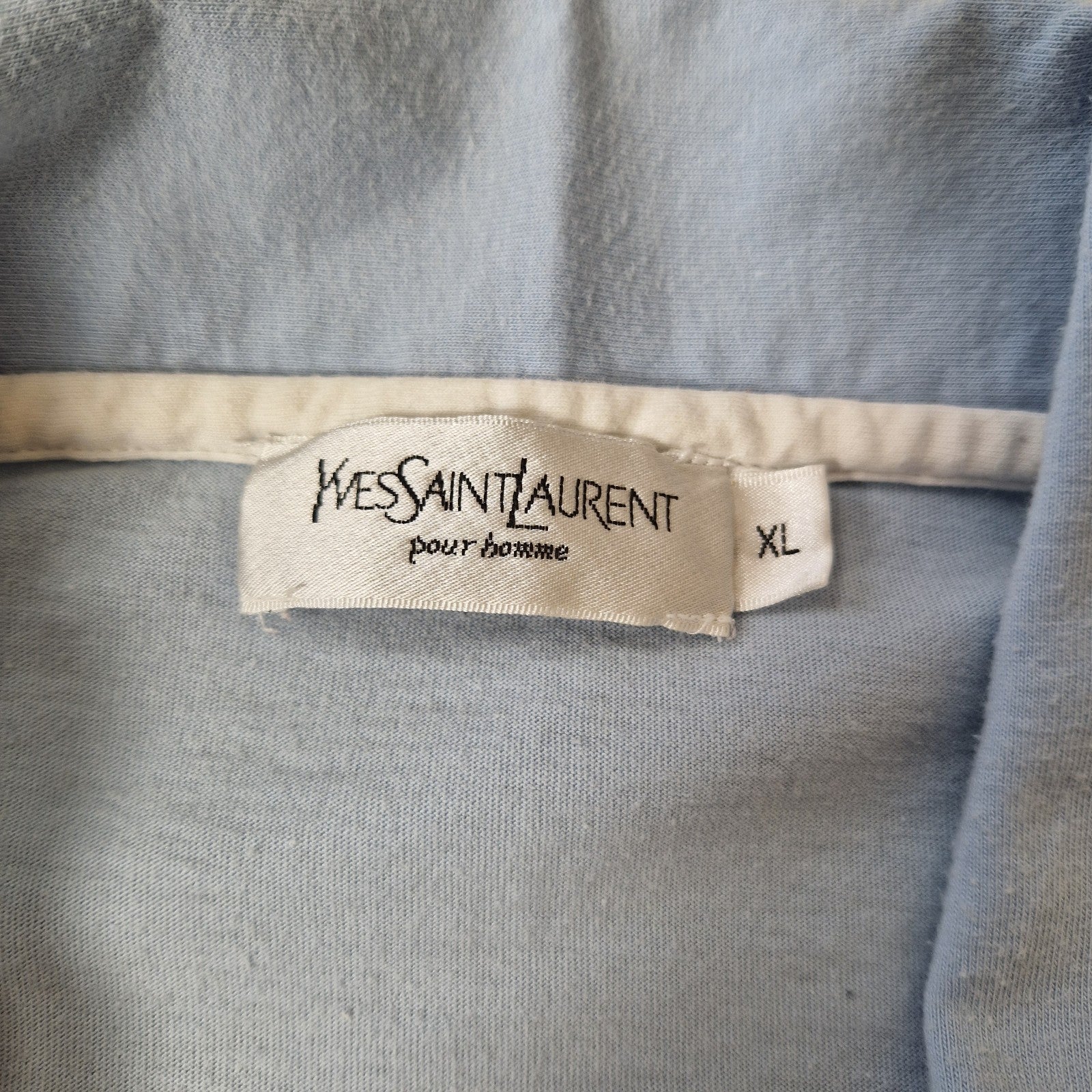Yves Saint Laurent Mens polo T Shirt Cotton Logo Blue Vintage Designer Tee UK XL