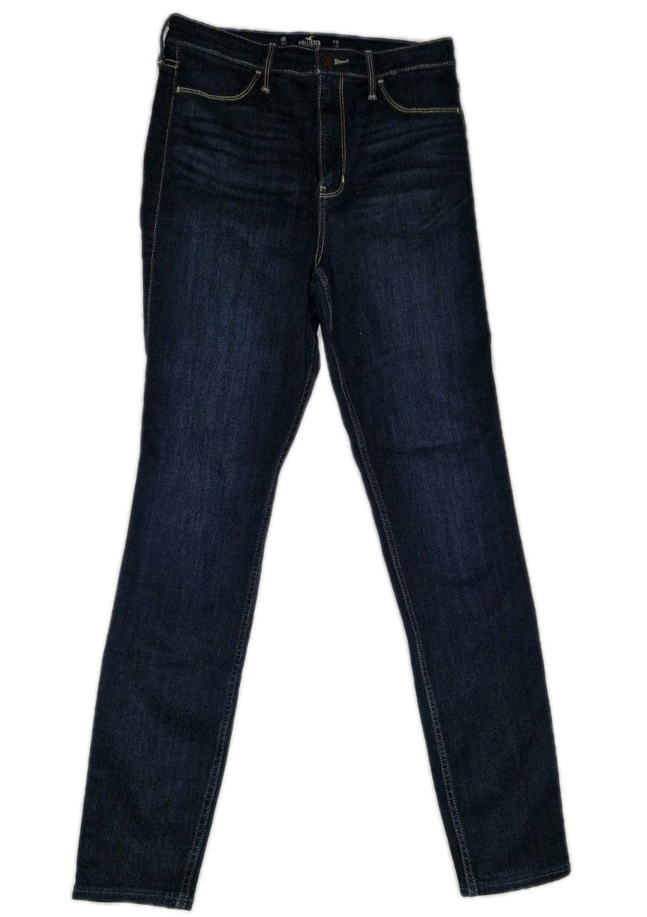 Hollister men's slim fit jeans in a dark blue wash with an ultra high rise.