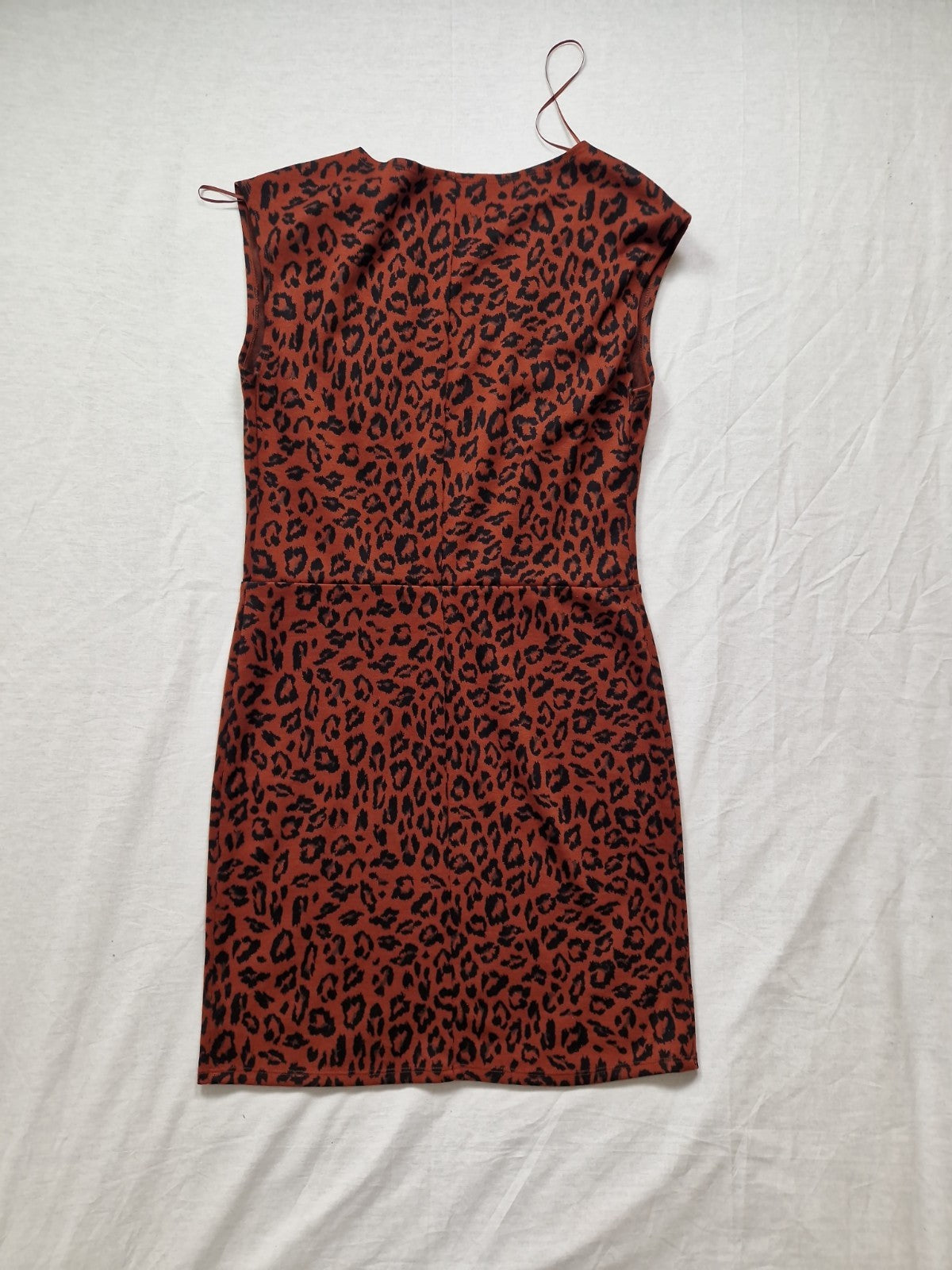 New Look Womens Maroon Leopard Print Shift Dress UK 12 Polyester
