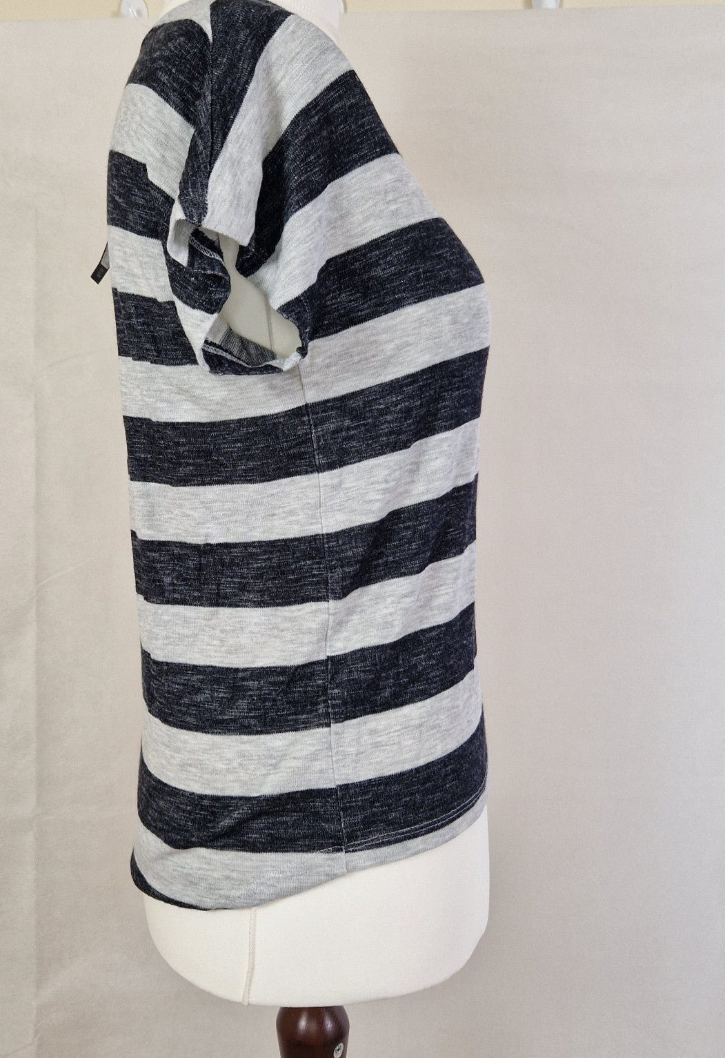 VERO MODA Womens Top Sleeveless Knit Black Grey Striped Pullover Casual UK S