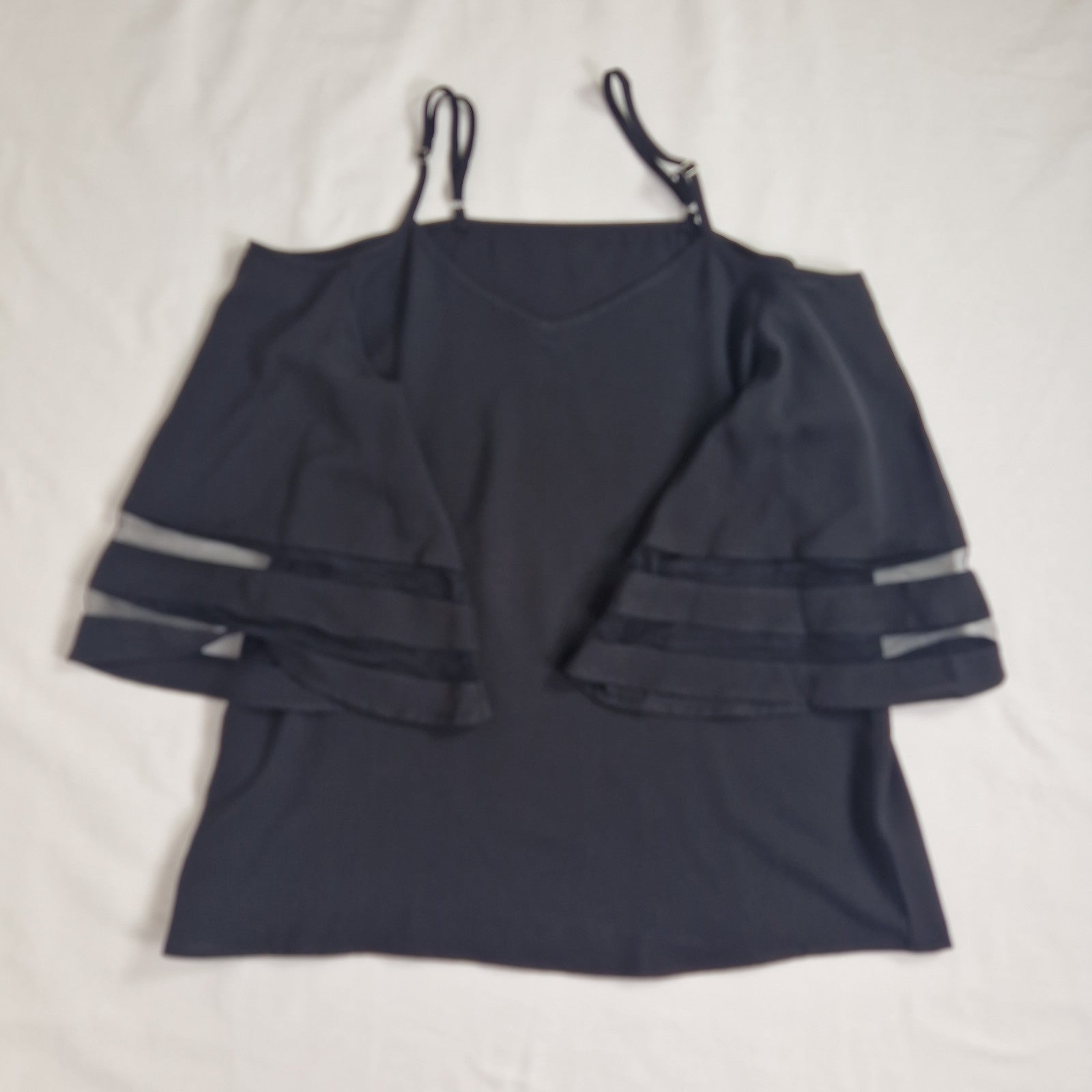 Unbranded Womens Blouse Top Black Tunic UK 14 16