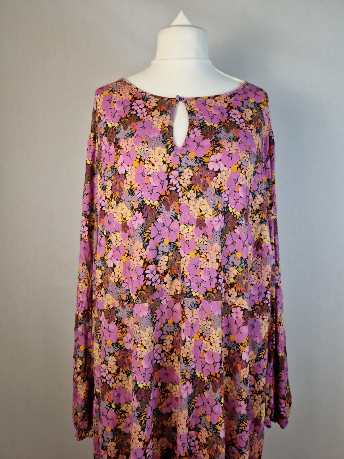 ASOS Curve Pink Floral Jersey Fit and Flare Dress UK 30 Viscose Elastane