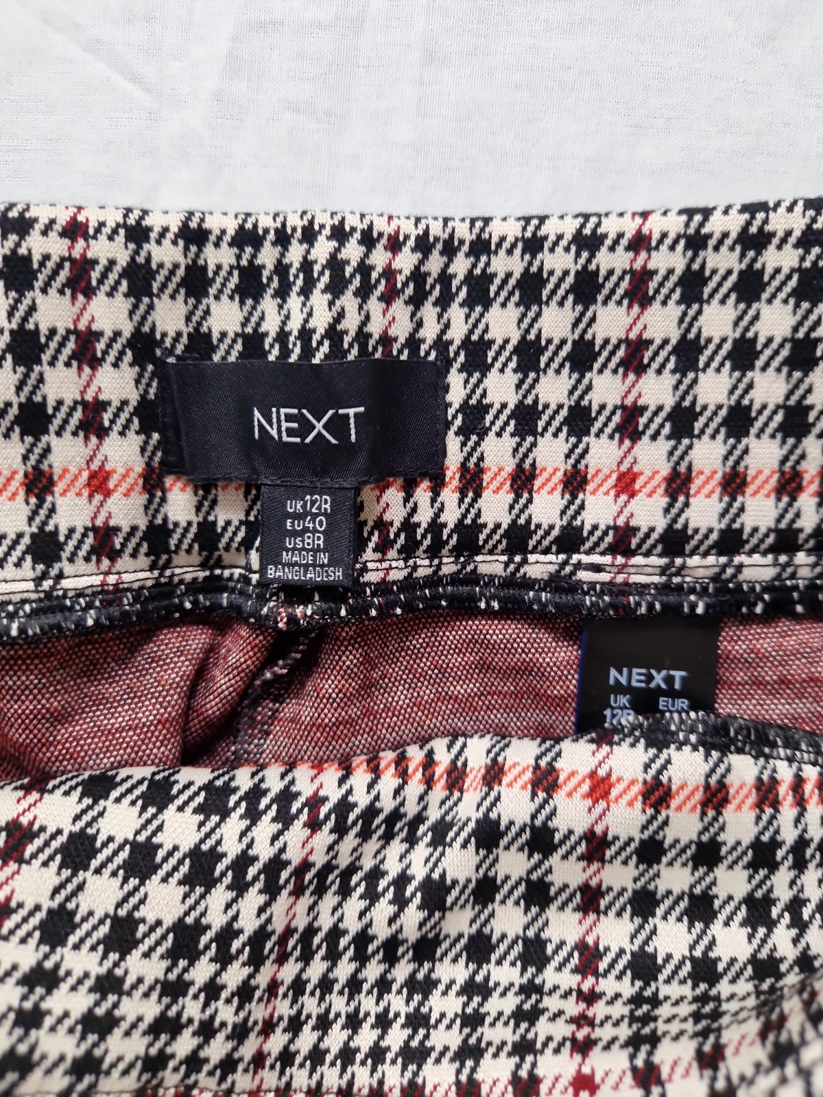 Next Womens Trousers Checked High Rise Stretch Polyester UK 12R W30 L26