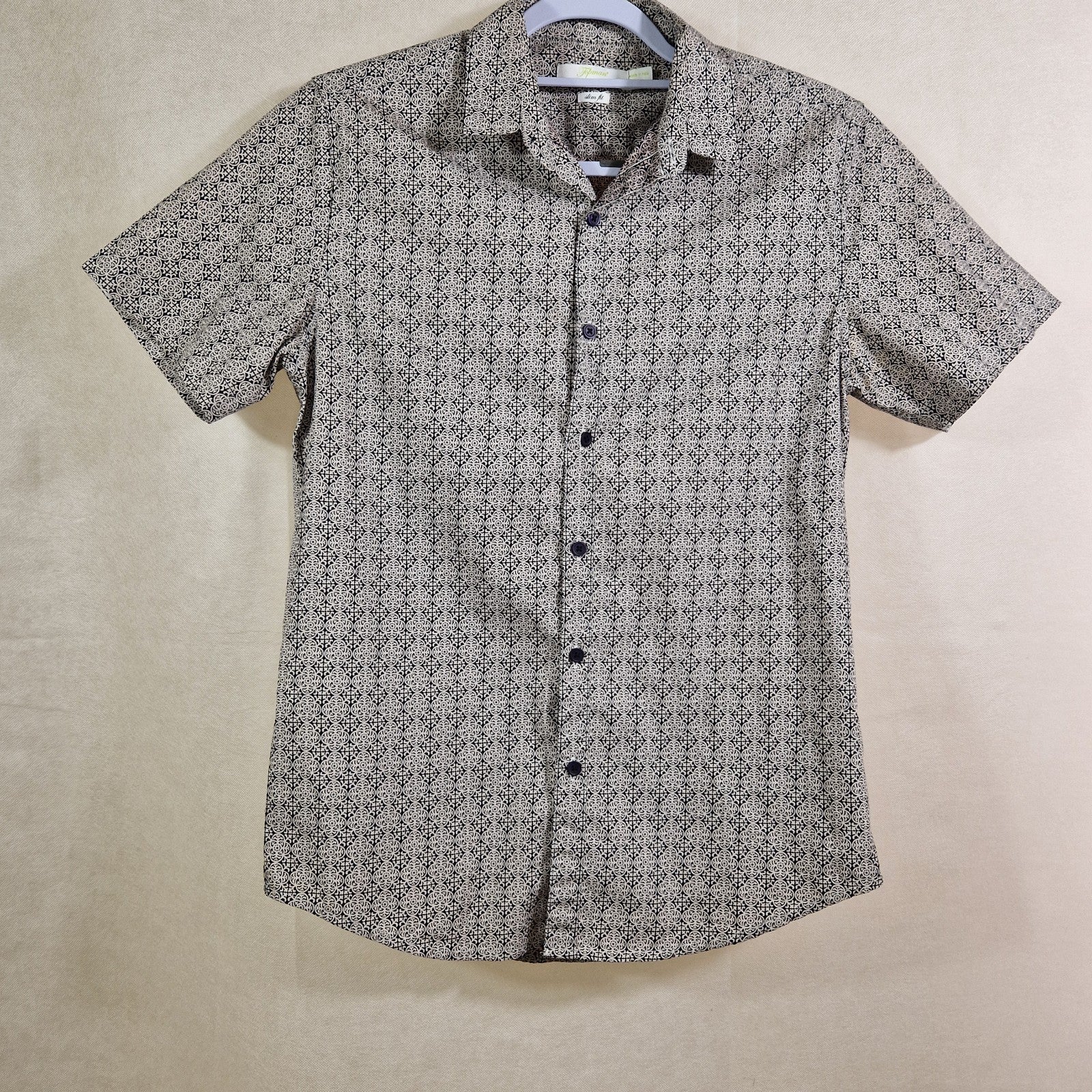 Topman Mens Grey Slim Fit Shirt UK M Short Sleeve Chest 38 40in Casual