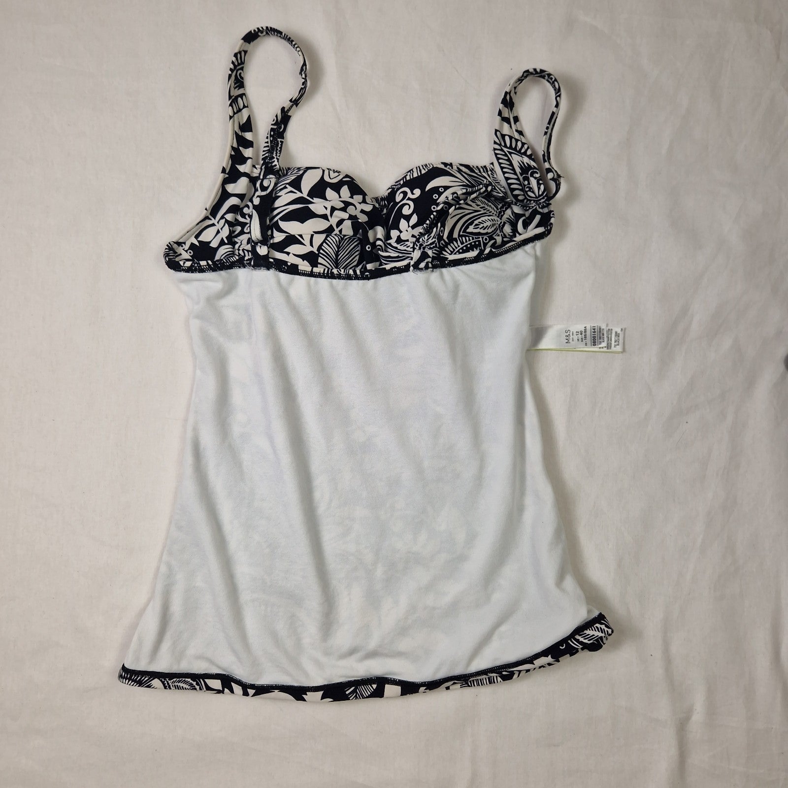 Marks and Spencer Womens Swim Wear Top Black Padded UK 12