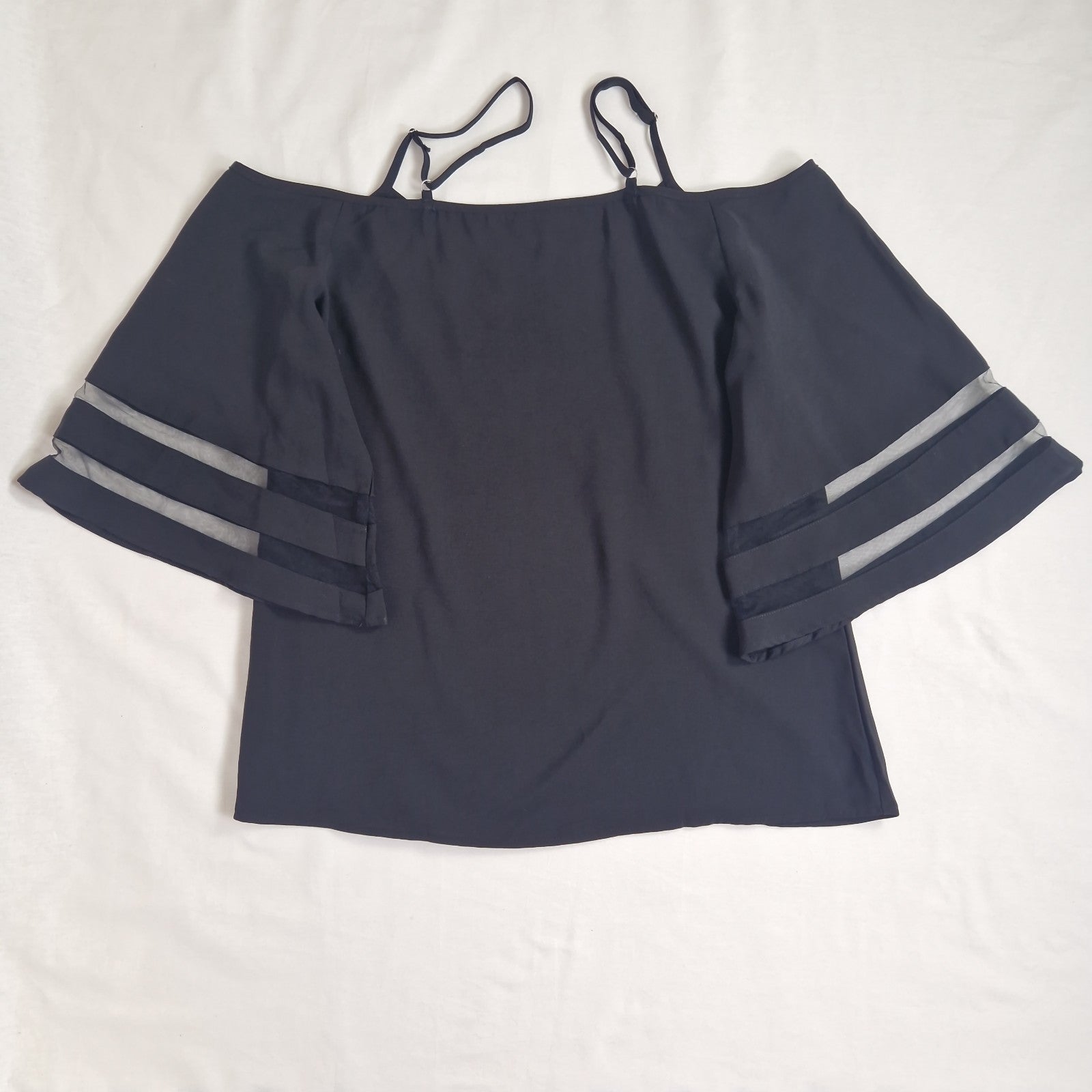 Unbranded Womens Blouse Top Black Tunic UK 14 16