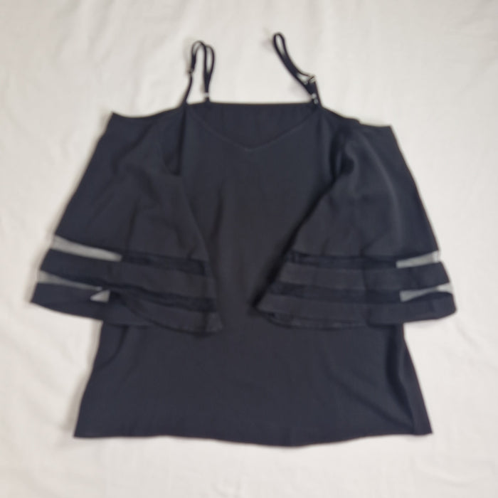 Unbranded Womens Blouse Top Black Tunic UK 14 16