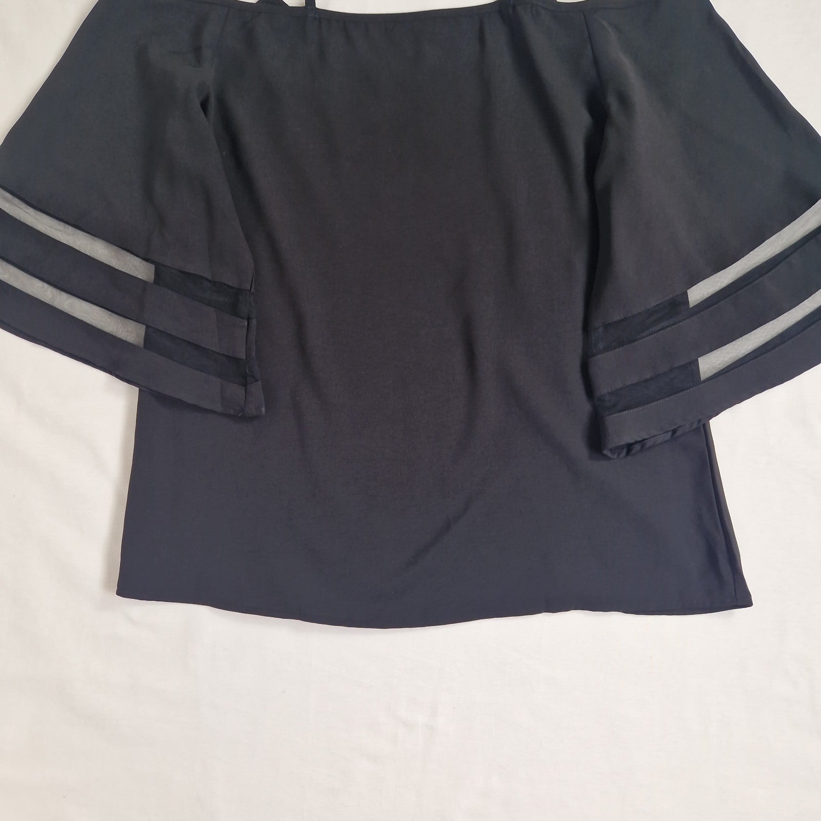 Unbranded Womens Blouse Top Black Tunic UK 14 16