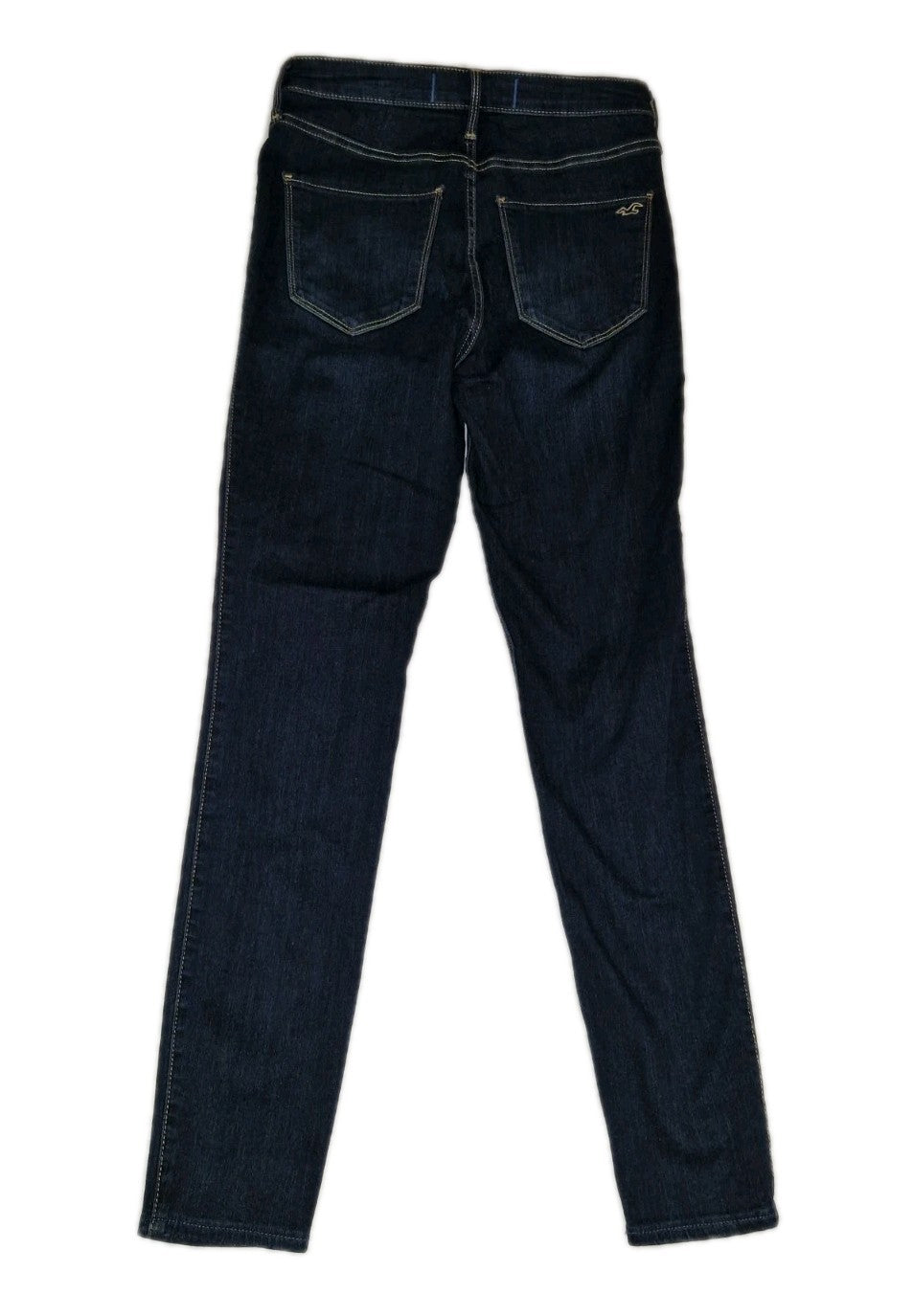 Hollister men's slim fit jeans in a dark blue wash with an ultra high rise.