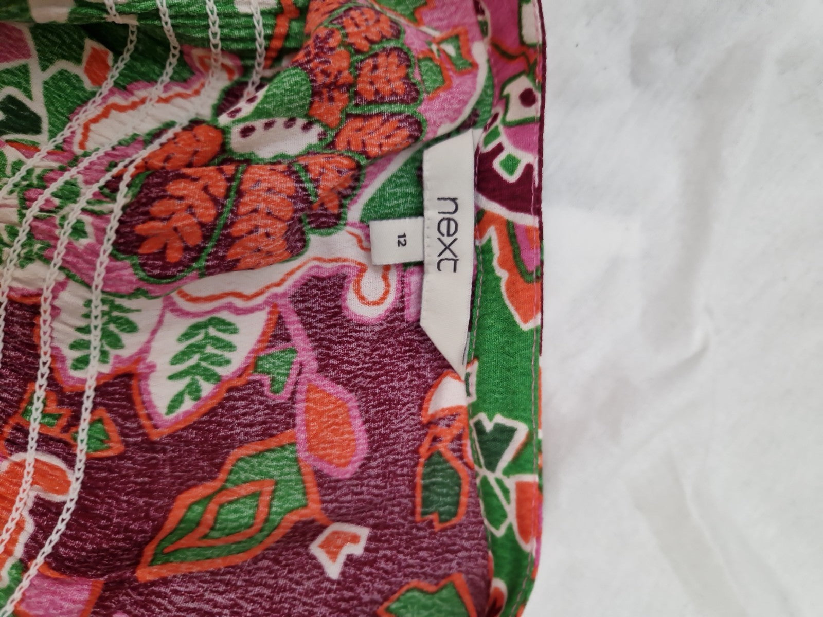 NEXT Pink Floral Viscose Fit and Flare Dress UK 12 Woven Summer Lightweight