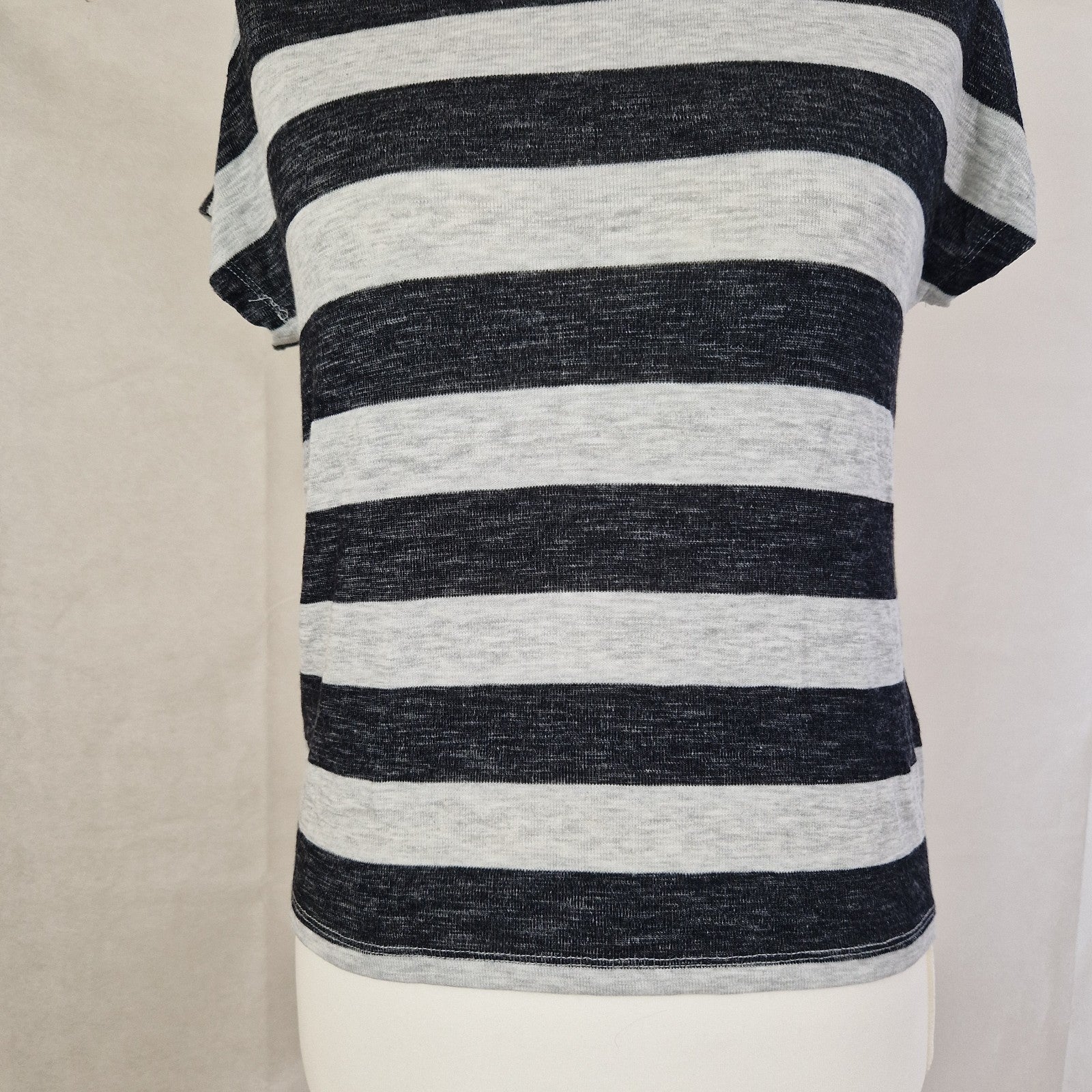 VERO MODA Womens Top Sleeveless Knit Black Grey Striped Pullover Casual UK S