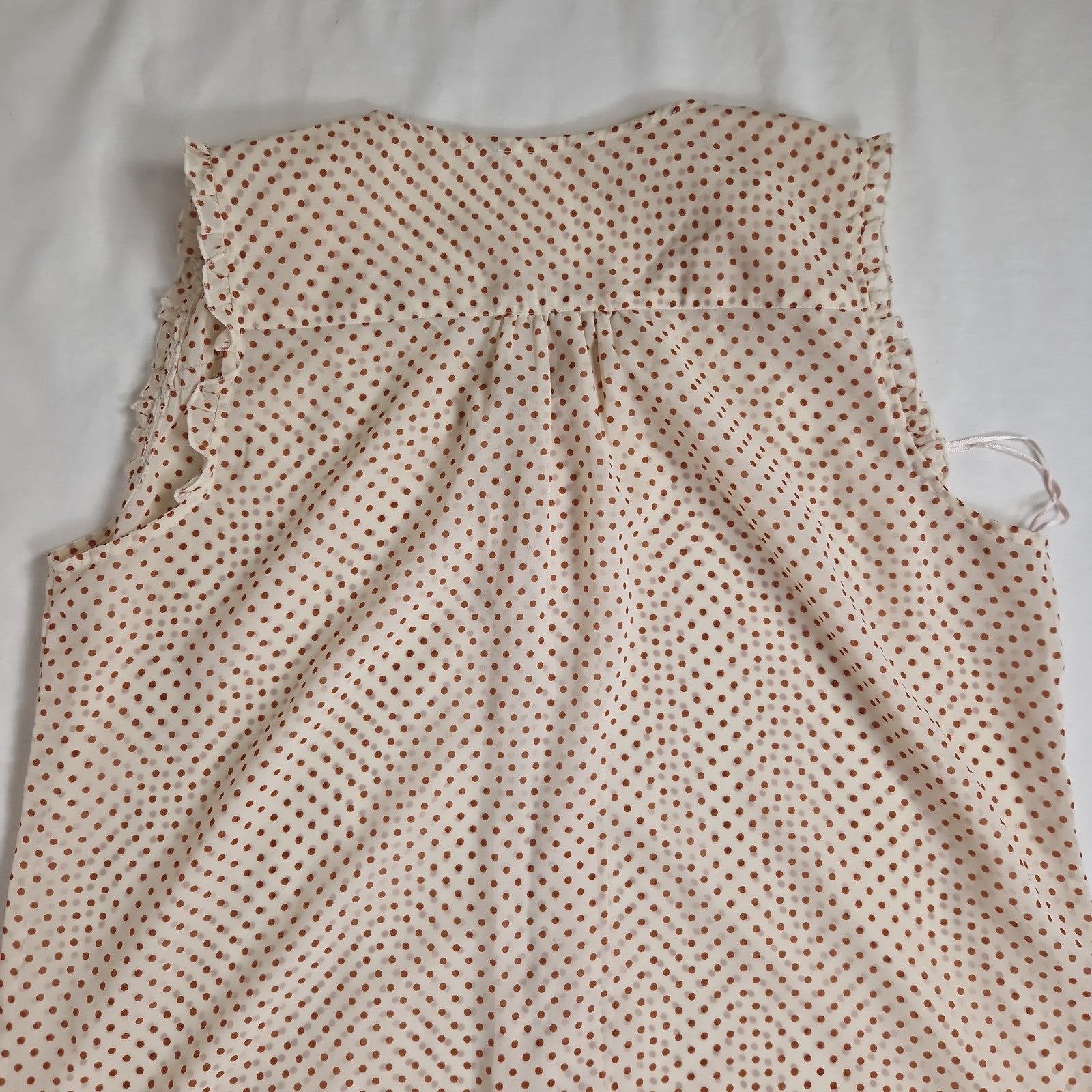 F&F Womens Blouse Top cream brown dots UK 22 India 100% polyester