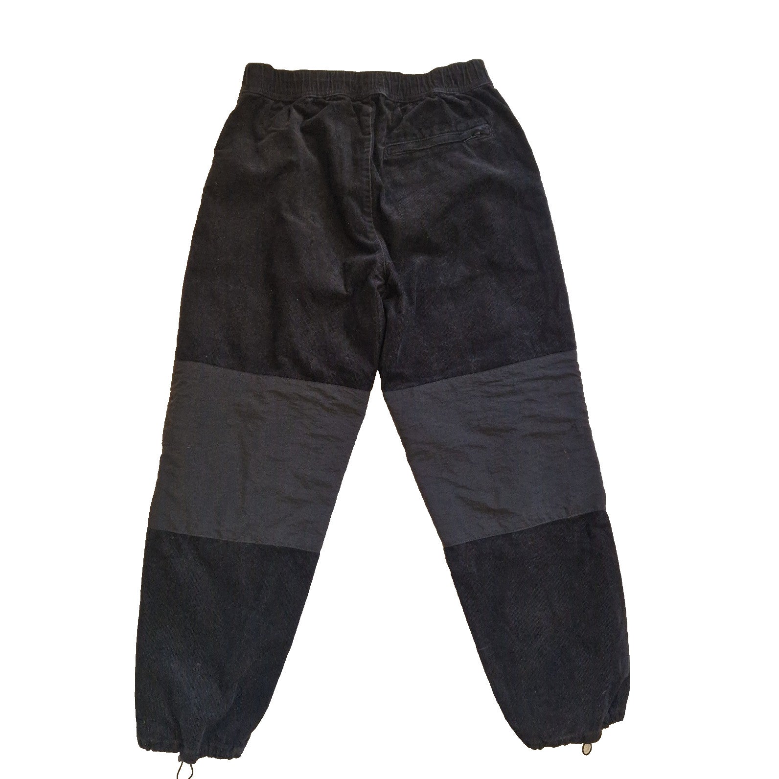 Black Zara patchwork jogger cargo pants with a tapered leg and elastic waist.