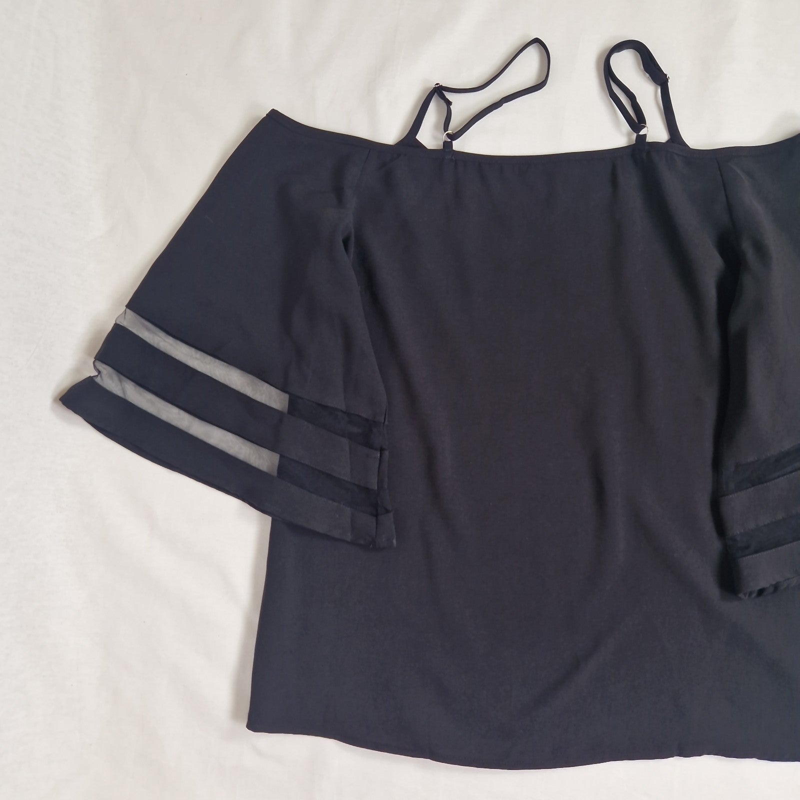 Unbranded Womens Blouse Top Black Tunic UK 14 16