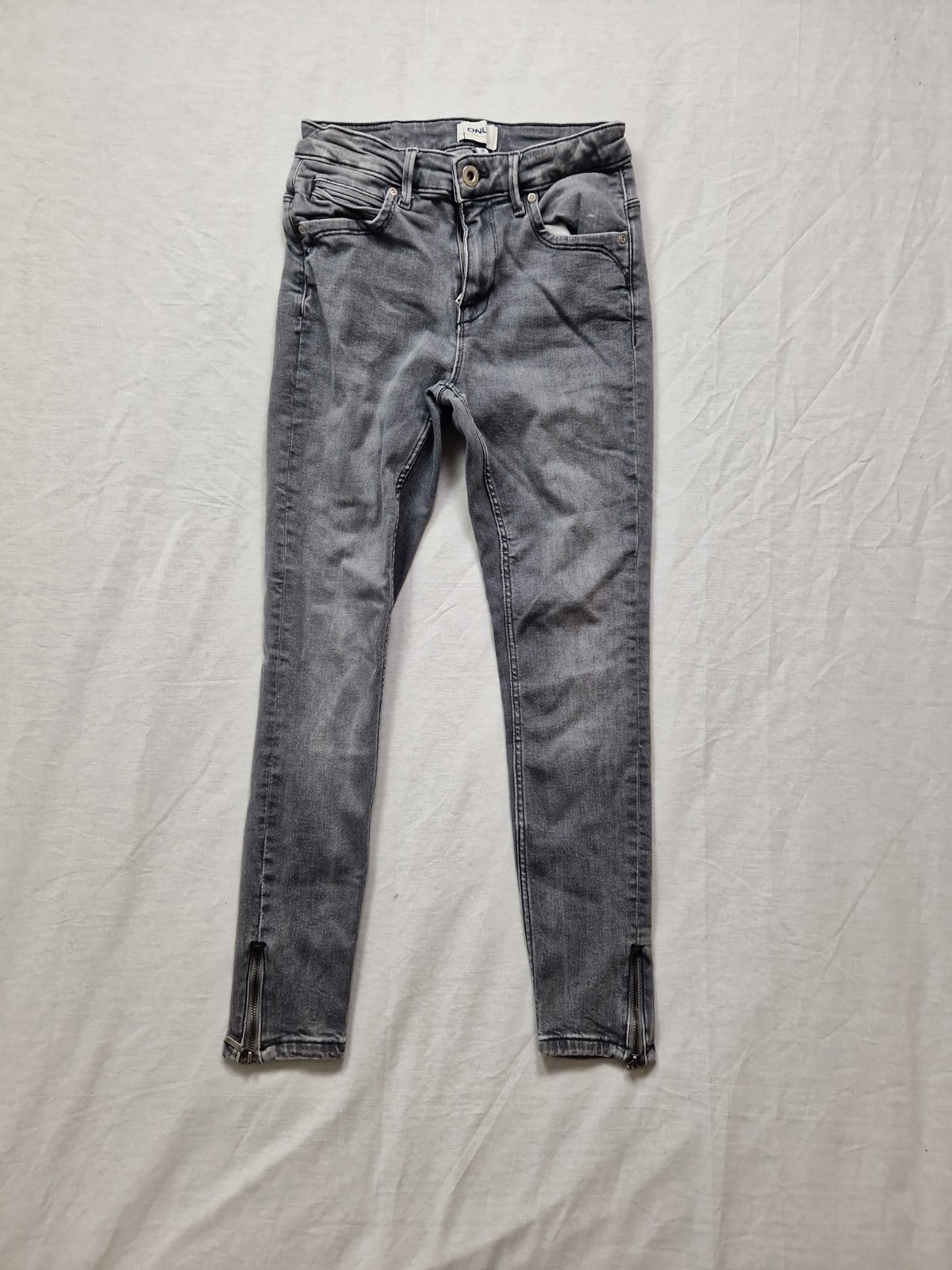 Only Womens Skinny Stretch Jeans Blue Grey Zip W28 L30