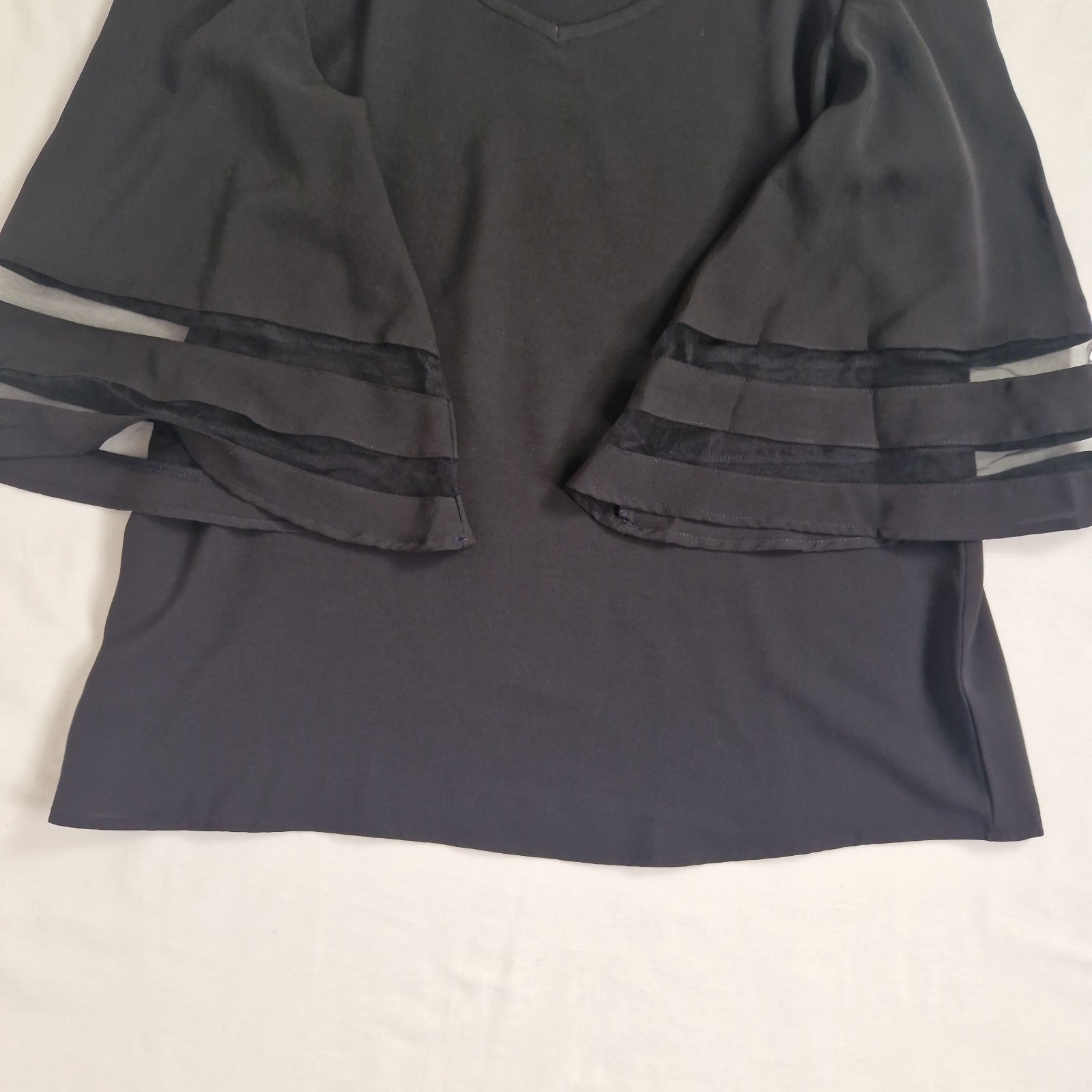 Unbranded Womens Blouse Top Black Tunic UK 14 16