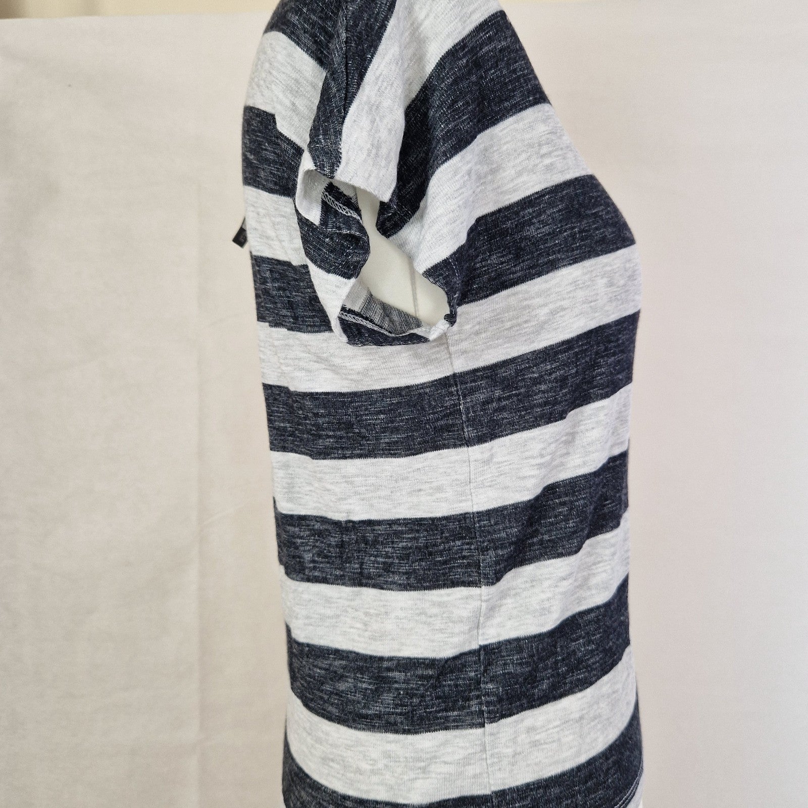 VERO MODA Womens Top Sleeveless Knit Black Grey Striped Pullover Casual UK S