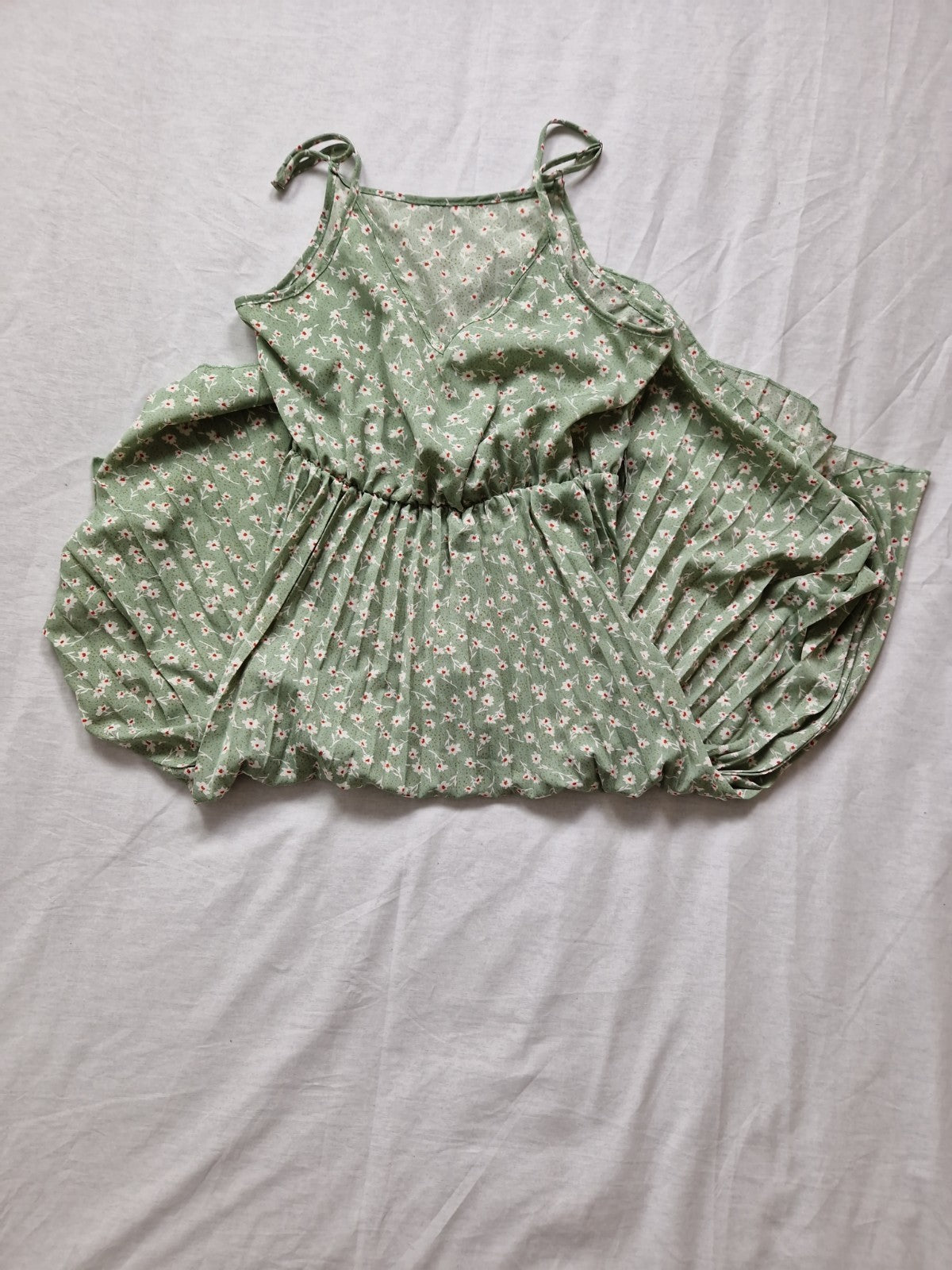 Shein Womens Green Floral A-Line Dress Sleeveless UK 8 Chiffon Polyester