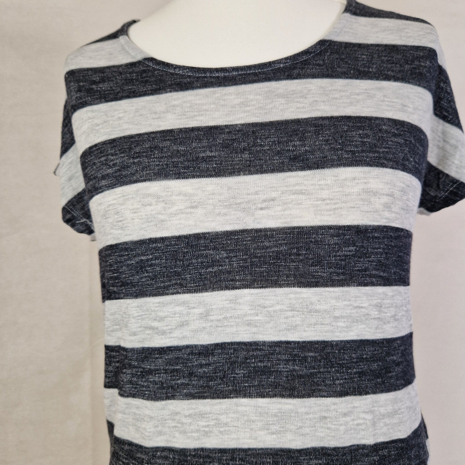 VERO MODA Womens Top Sleeveless Knit Black Grey Striped Pullover Casual UK S