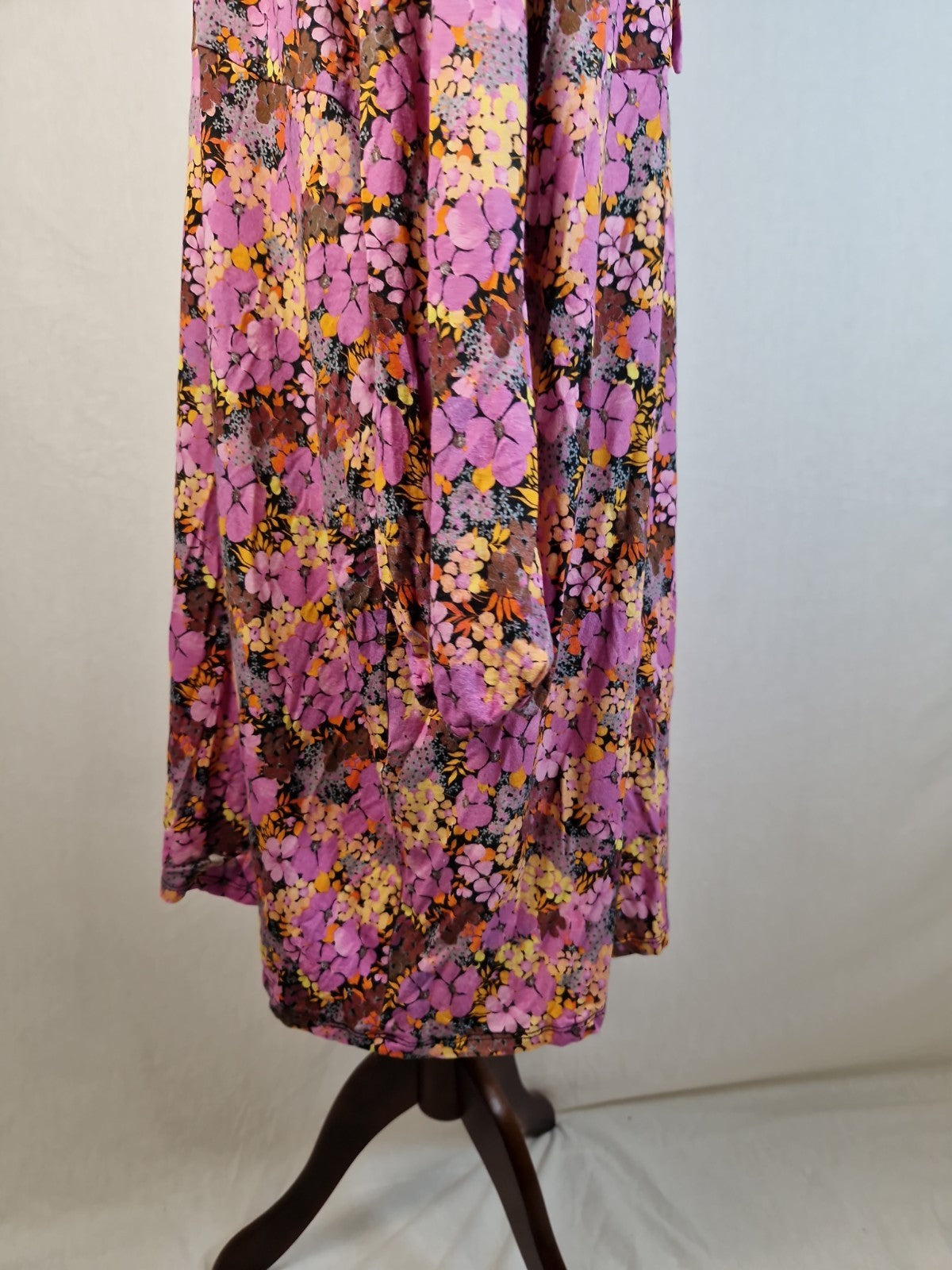 ASOS Curve Pink Floral Jersey Fit and Flare Dress UK 30 Viscose Elastane