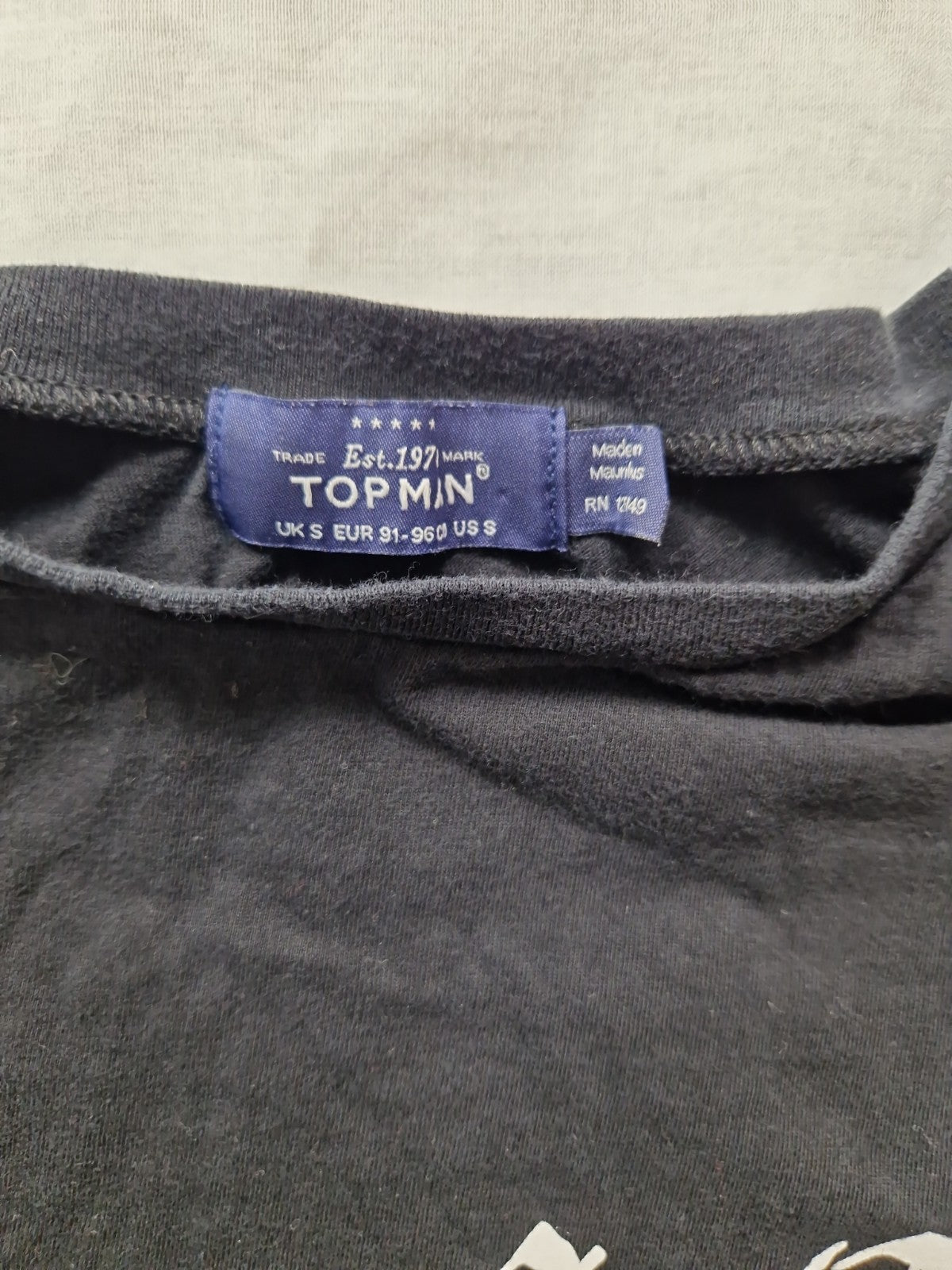 Topman Mens Black Crew Neck T-Shirt UK S Preloved