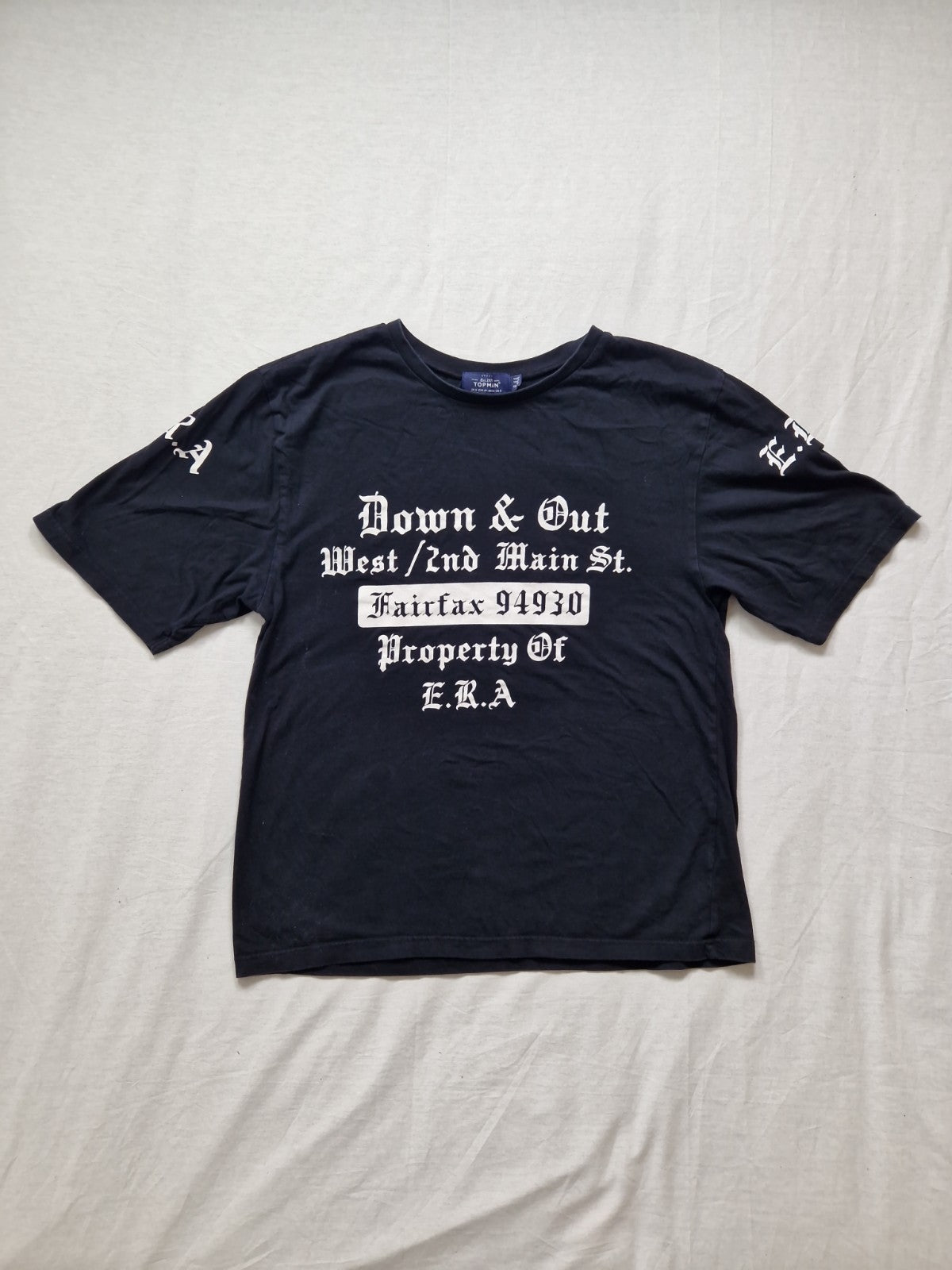 Topman Mens Black Crew Neck T-Shirt UK S Preloved