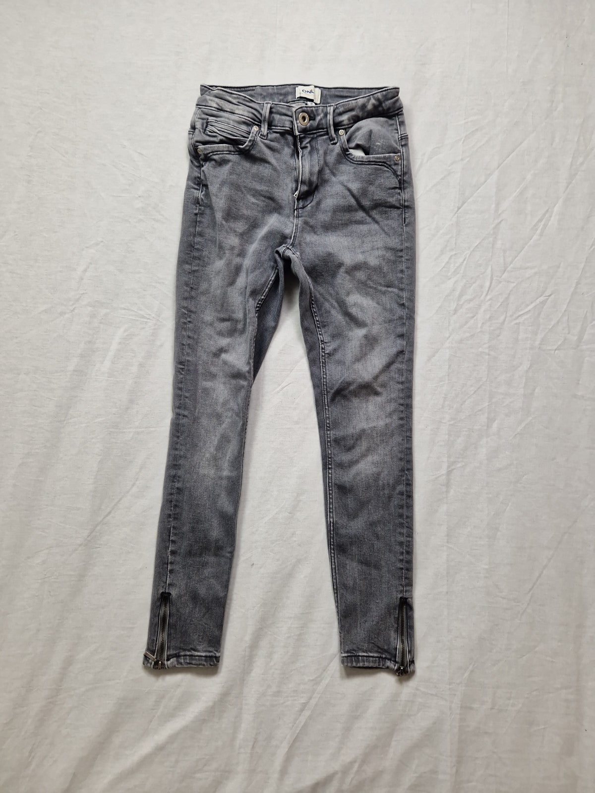 Only Womens Skinny Stretch Jeans Blue Grey Zip W28 L30