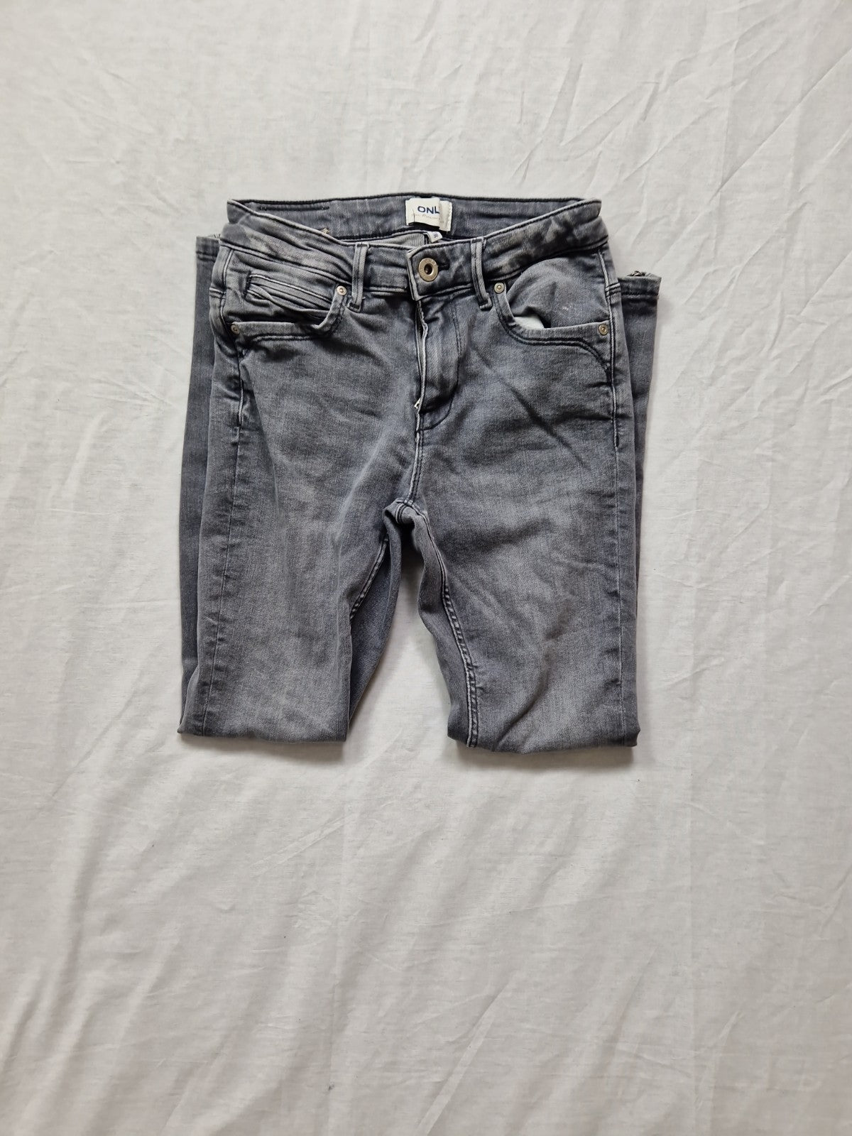 Only Womens Skinny Stretch Jeans Blue Grey Zip W28 L30