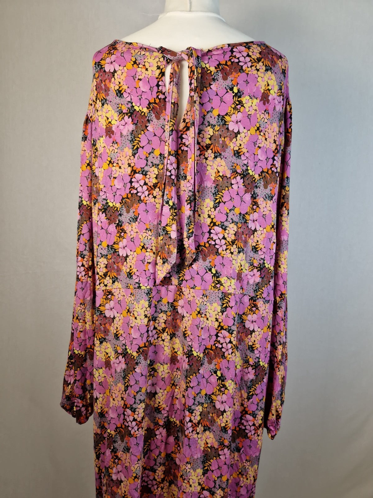ASOS Curve Pink Floral Jersey Fit and Flare Dress UK 30 Viscose Elastane